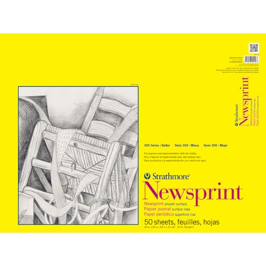 Strathmore&#xAE; 300 Series Smooth Newsprint Paper Pad, 18&#x22; x 24&#x22;
